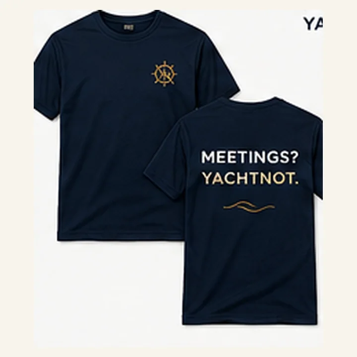 Statement Tee — Meetings? YachtNot. concept rendering
